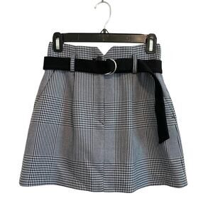 Maje Jadie Black and White Plaid Mini Skort / Skirt EU Size 36